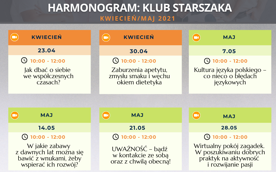 Harmonogram Klub Starszaka : kwiecień/maj